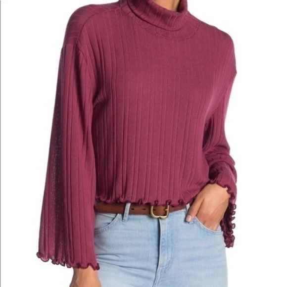 Nordstrom Abound Sweater Ribbed Crop Turtleneck L - Picture 1 of 7